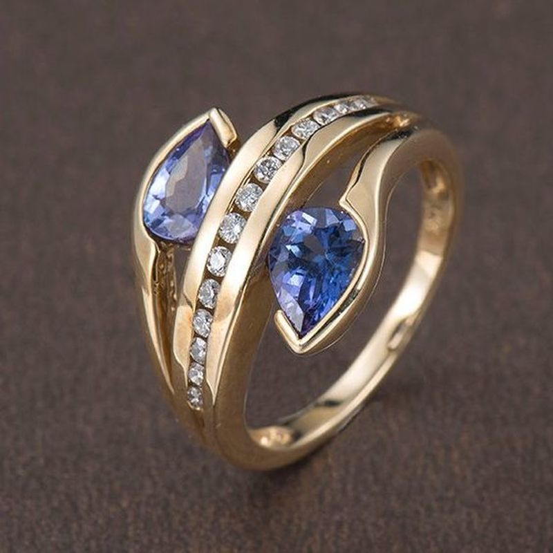 Golden Blue Stone Ring