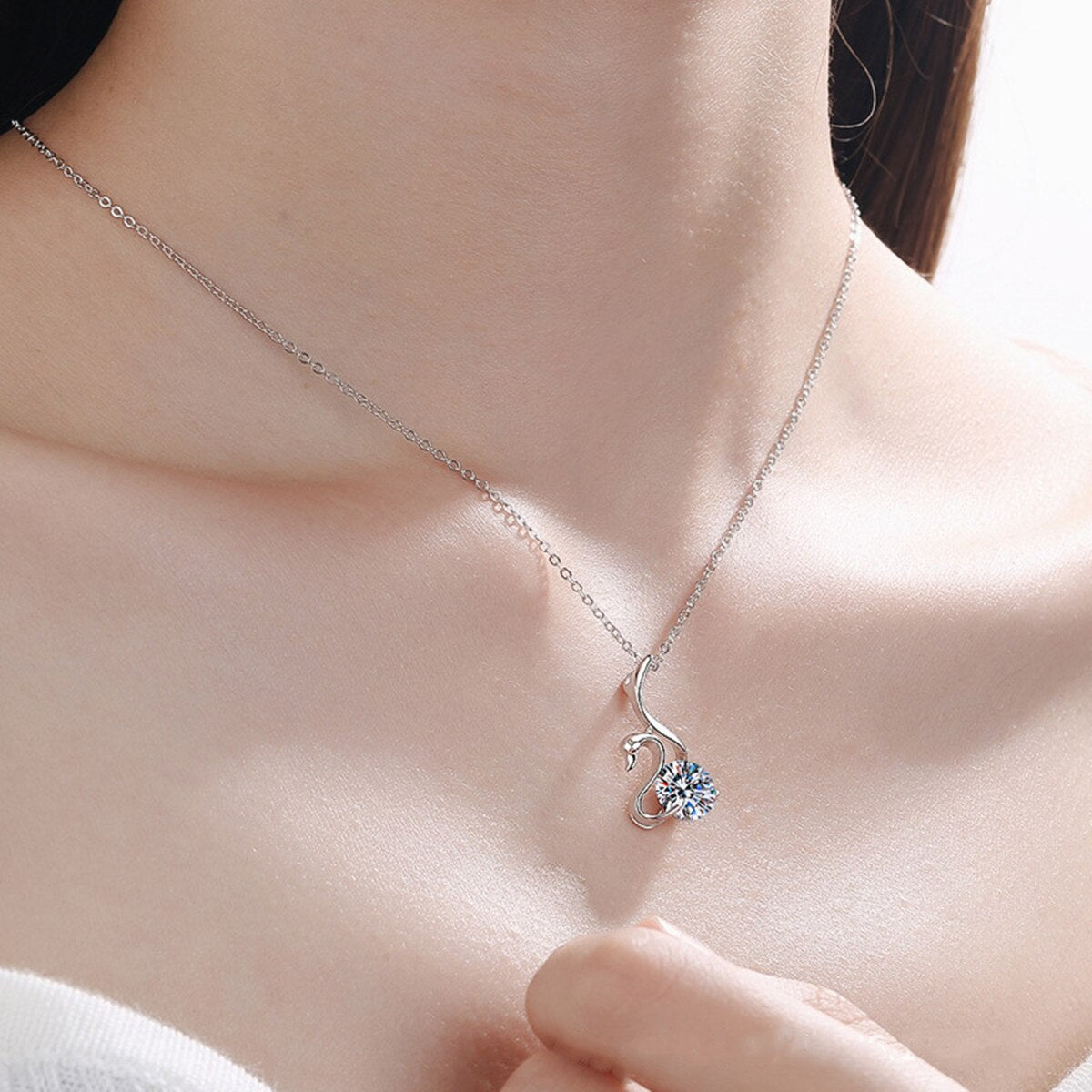 Moissanite Swan Diamond Necklace