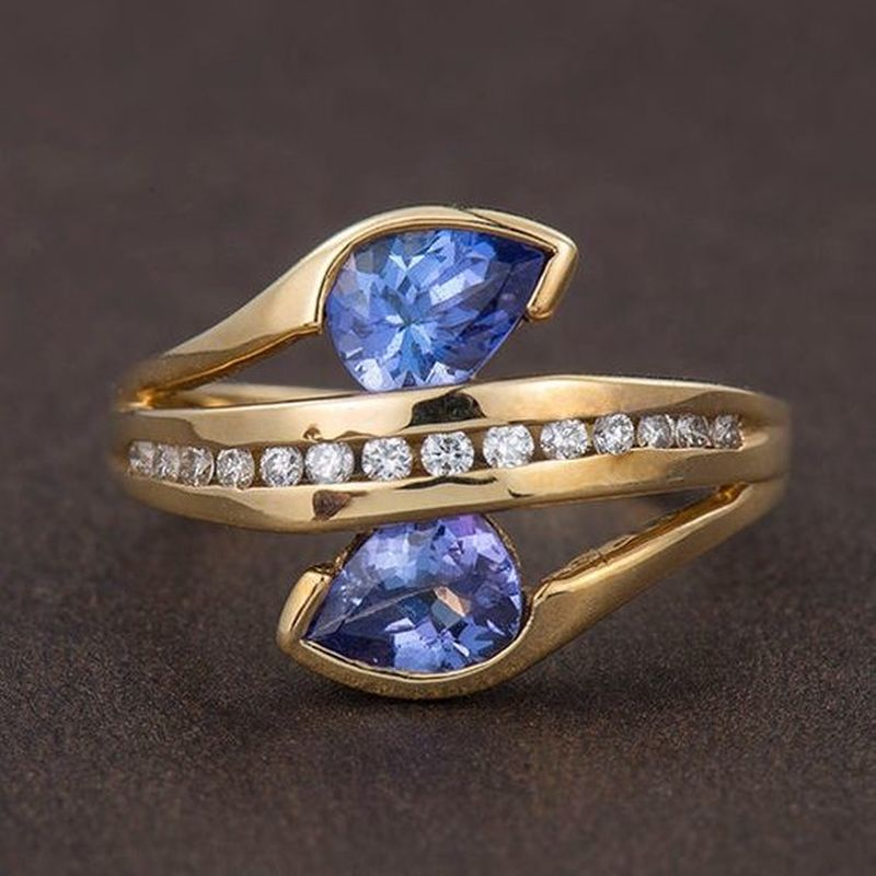 Golden Blue Stone Ring